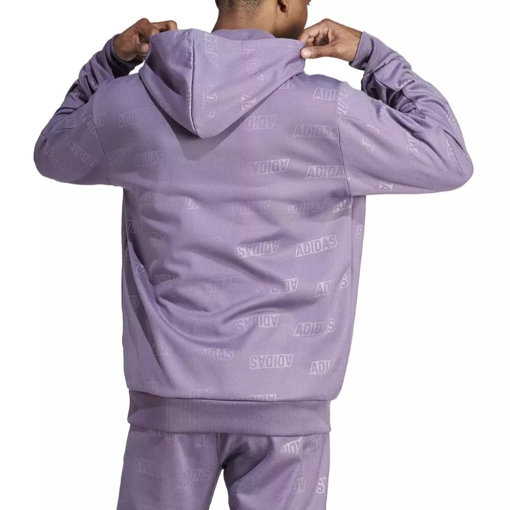 Adidas Brand Love Fleece Hoodie Sweatshirt Shadow Violet Men's Size Lg - Picture 2 of 9